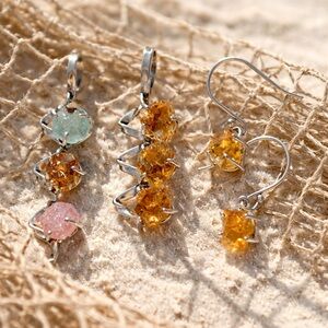 💥4PC Multi Stone Pendants & Earring SET!